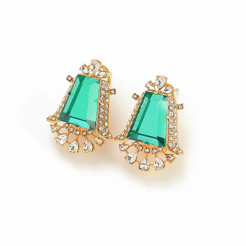 Vintage Irregular Blue Zircon White Rhinestone Studded Zirconia Earrings Trendy Art Deco Jewelry For Woman Luxury Antique Gift