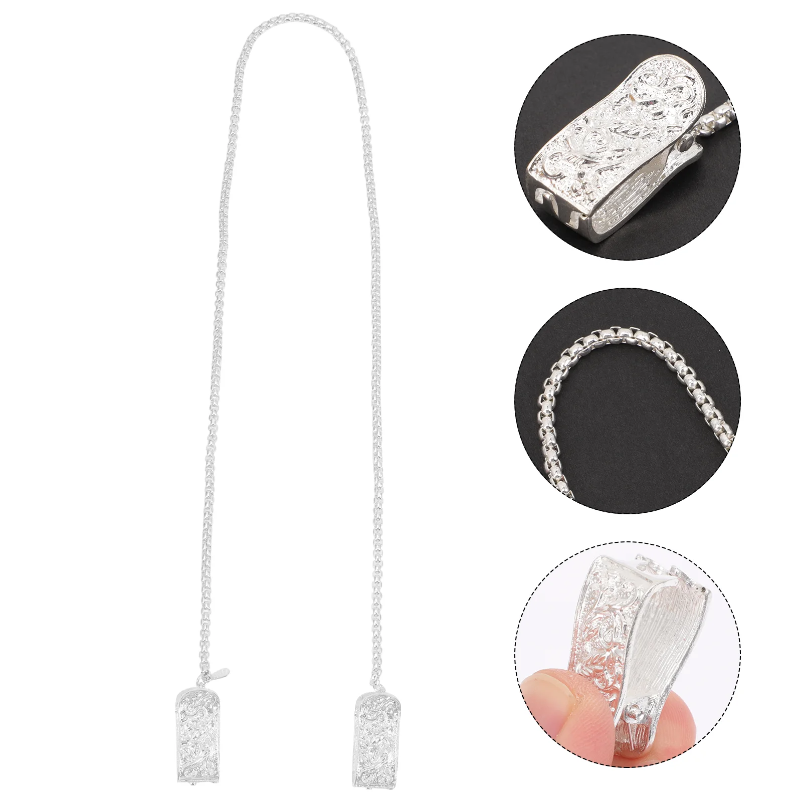 Bib Clip Napkin Lanyard Adult Clips Clamp Flexible Holder Bibs Metal Chain Necklace Alloy