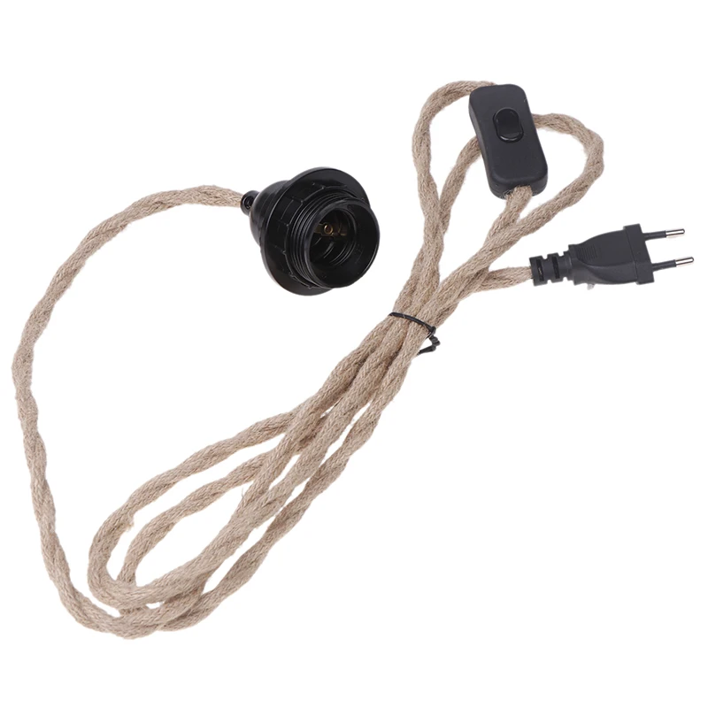 E27Table Lamp Acessórios com Hemp Rope Switch Plug, Household Removível Pequeno Lustre, Simples Hemp Rope Lâmpada, 2m, 3m, 4.5m
