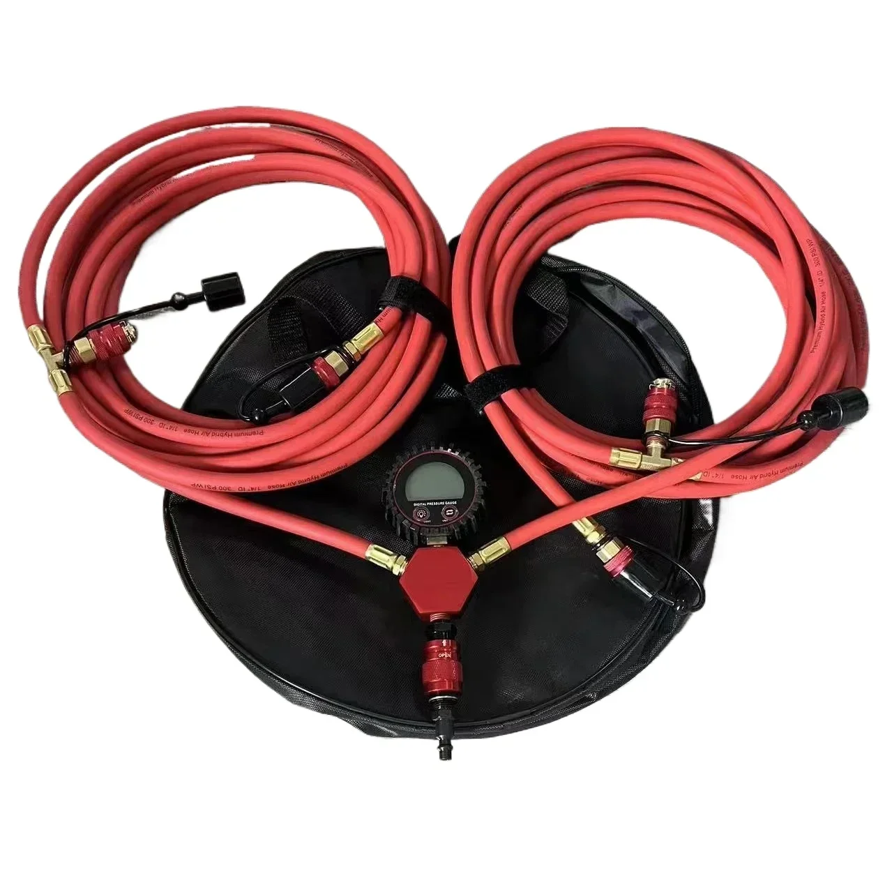 Quad Air System Fast 4 Tire Inflating Deflating Hose Kit for Off Road with Pressure Gauge 4TAS OEM ODM 1/4 Inch of Hose 4.5+2.7m