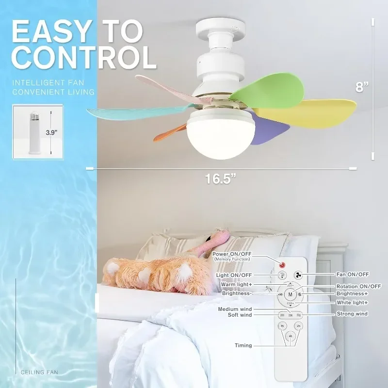 

Ceiling Fans with Light Ceiling Fan Light with Remote Screw in Small Ceiling Fan Color Temperatures 3 Speed Rainbow Blades