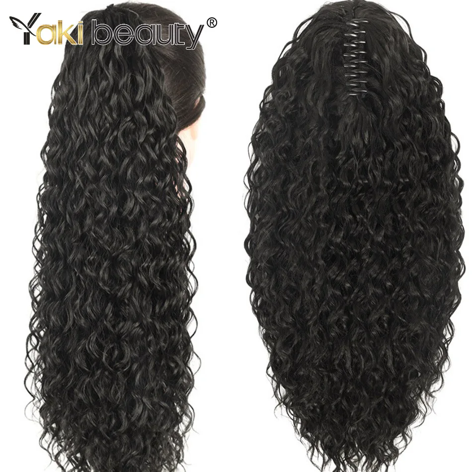 Queue de cheval bouclée synthétique Deep Wave, extension de cheveux Wstring de proximité, griffe de vague d'eau sur les queues de cheval, 24 po