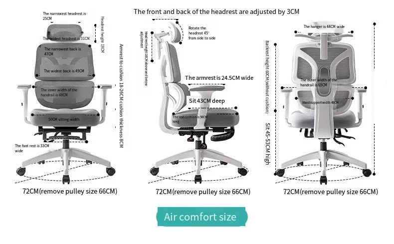 3D Lumbar Support Swivel Desk Adjustable Seat Christmas Office Ergonomic Chair Mesh Liftable E-sports Aluminium Foot Gaming