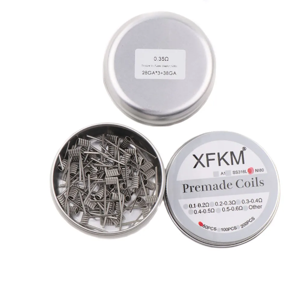 

Новинка XFKM 50 шт./кор. NI80/A1/SS316L MTL плавленые готовые катушки Clapton готовые катушки для MTL RDA RTA RBA мод нагревательный провод