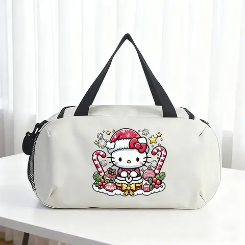 Sanrio Hello Kitty Travel Bag Cartoon Christmas KT Cat Printed Luggage Bags Kawaii Portable Large Capacity Handbags Xmas Gifts