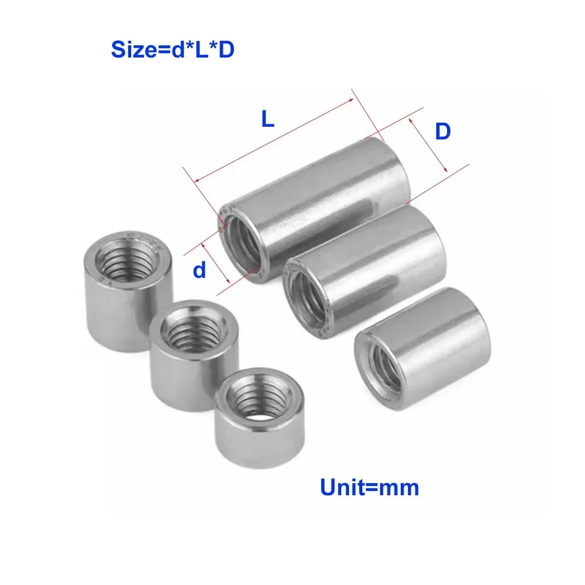 

Extended Nut 304 Stainless Steel Cylinder/Thickened Welding Wire Stud M6M8M10