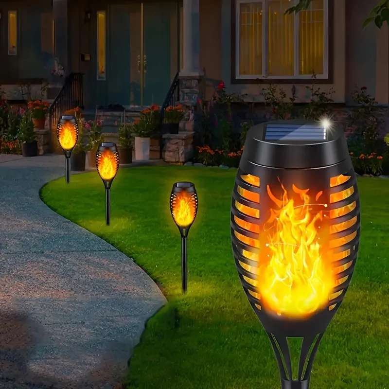 10 szt. Solarne Lampy Palnikowe LED Zewnętrzne Dekoracje Świąteczne Halloween Lampy Ambientowe Ogród Podwórko Staw Krajobraz