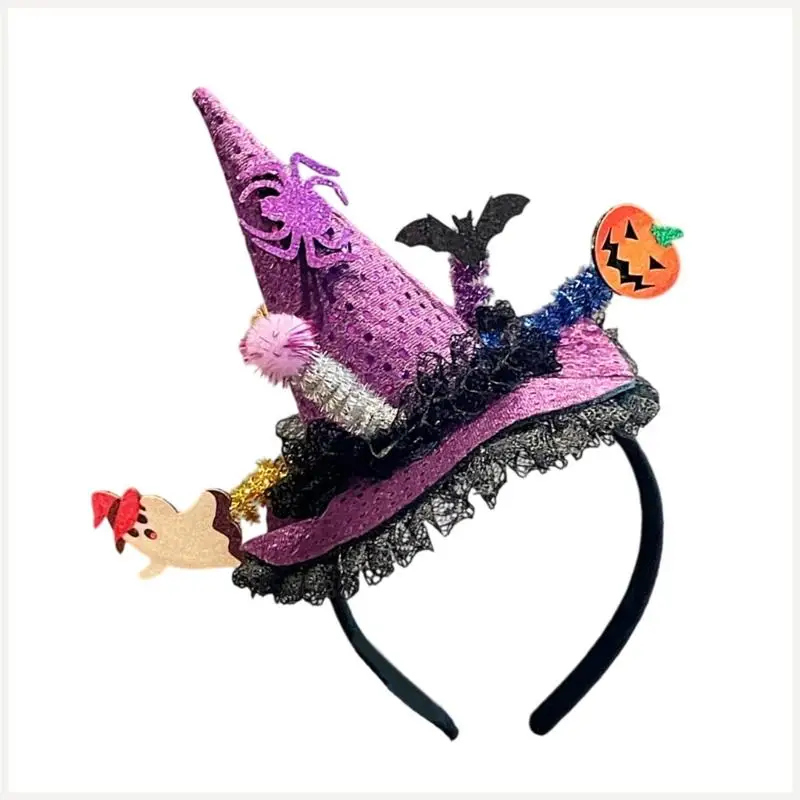 Băng đô ren phù thủy Phụ kiện hóa trang Halloween có dây thun có thể điều chỉnh dành cho phụ nữ và bé gái