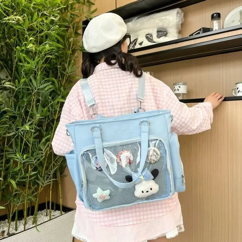 

Transparent Japanese Blue Ita Bags Badge Display Kawaii Shoulder Bags Large Capacity Collage Student Backpacks Jk Uniform Bags