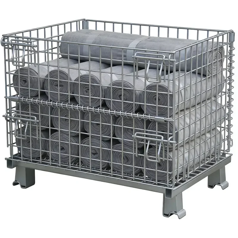 for  Industrial Heavy Duty Steel Stackable Storage Cage 500kg Capacity 1000x800x840mm Galvanized Warehouse Pallet Container