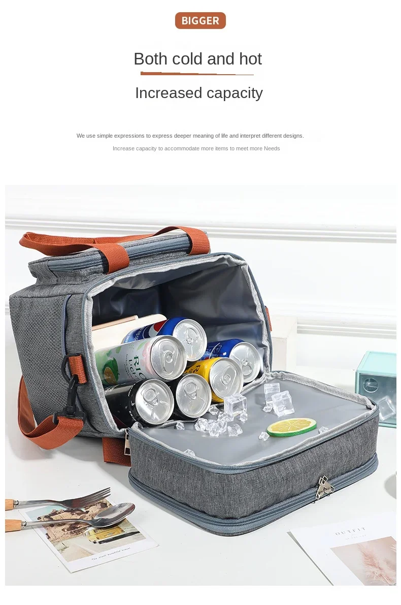 Tragbare Lunchtaschen mit doppelter Schicht, Lebensmittelbox, robuste Camping-Rucksäcke aus Oxford-Gewebe, Kühlbox, große Kapazität, ideal für Picknicks, langlebig, für Grillabende im Freien. – Detail 13