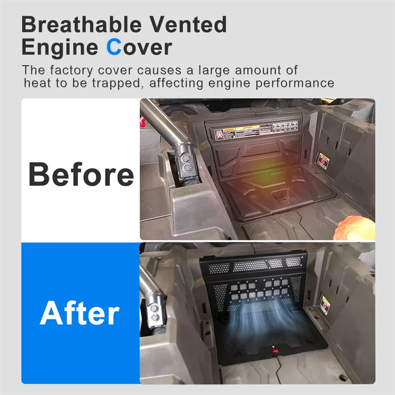 

UTV Rear Engine Bed Cover Compatible With Polaris RZR XP 1000 / RZR XP Turbo 2014-2023 Vented Engine Cover