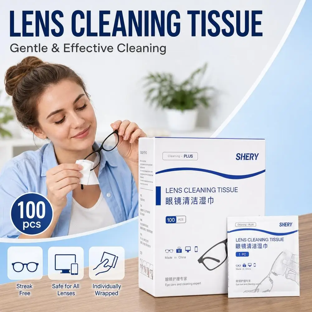 Anti-Fog Lens Cleaning Wipes Non-Woven Paper Individually Wrapped Quick Dry Formula Streak-Free Defogger for Glasses Screens