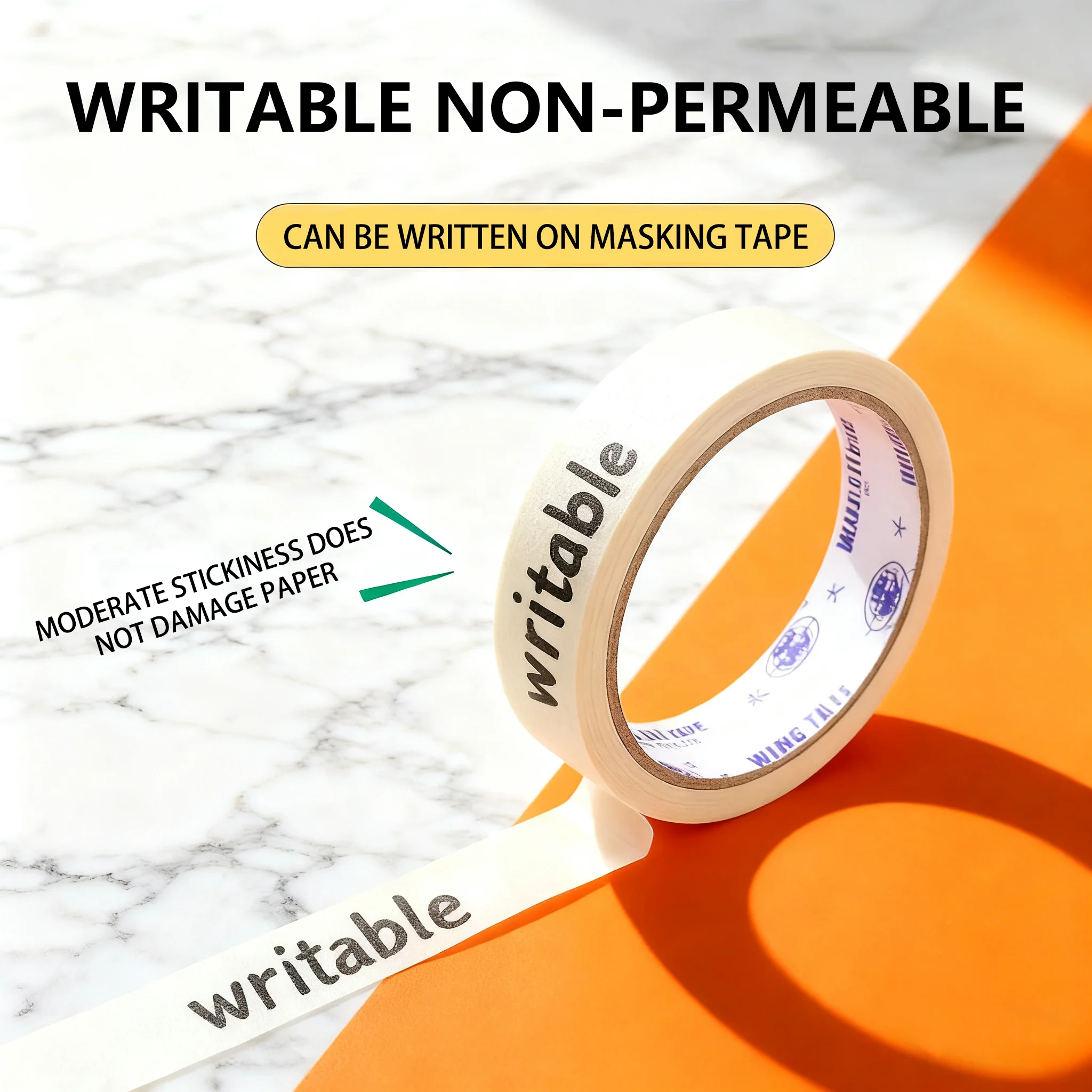 Fita adesiva g128 estudantes de arte podem escrever em folhas, sem resíduos, rasgáveis à mão, compatível com tinta spray, resistente a altas temperaturas