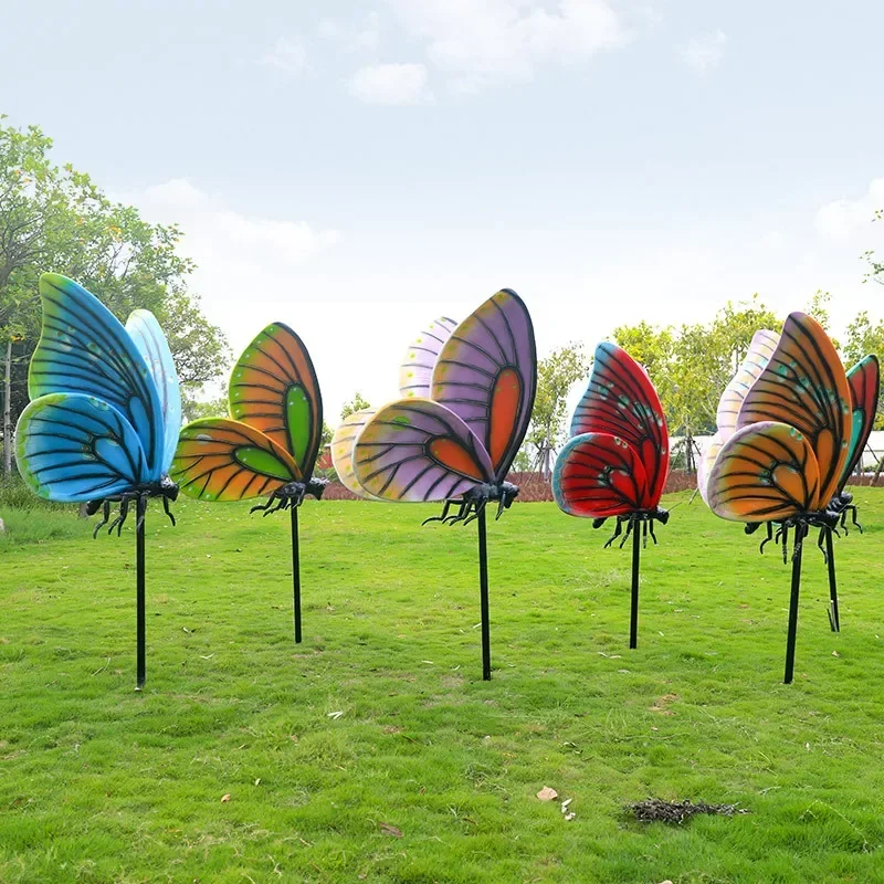 Simulation butterfly ornament fiberglass insect sculpture outdoor public garden landscape garden lawn decoration