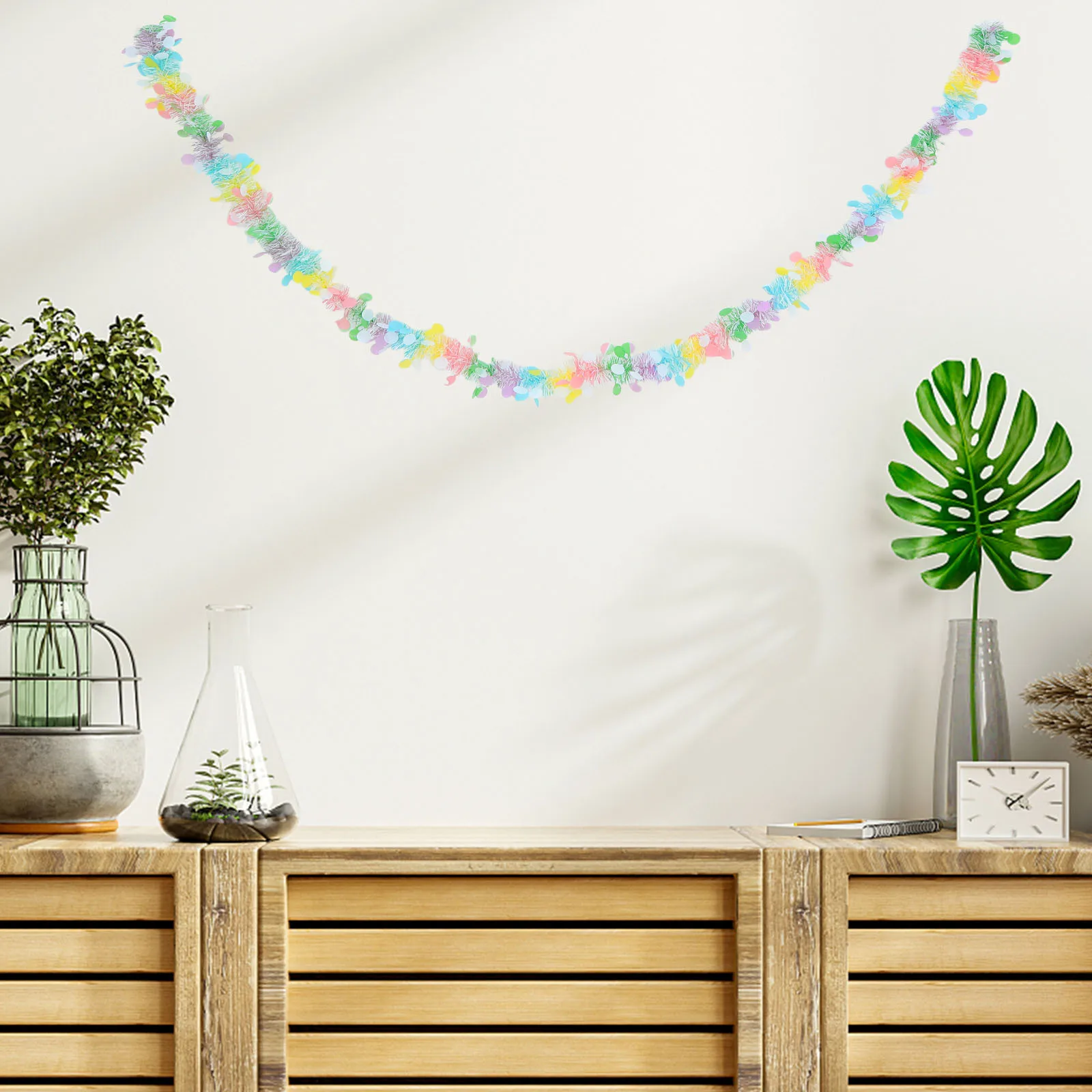 

8Pcs Colorful Plastic Tinsel Garland 200Cm Hanging Party Ceiling Decoration Birthday Wedding Holiday Celebration Wall Decor