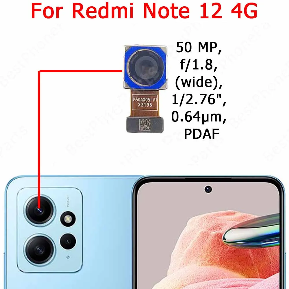 Rear Back Camera For Xiaomi Redmi Noe 12 4G Note12 5G 12S Backside Camera Module Flex Cable Mobile Phone Replacement Parts