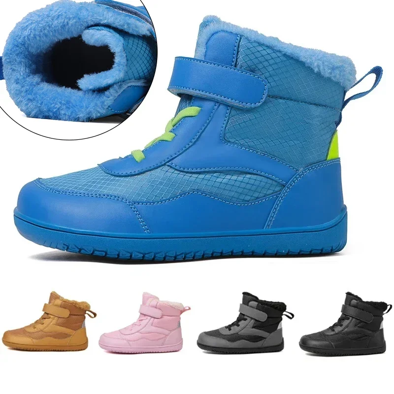 

Winter Children Shoes Plush Waterproof Fabric Casual Non-Slip Boys Girls Shoes Rubber Sole Snow Boots Fashion Warm Outdoor Boots