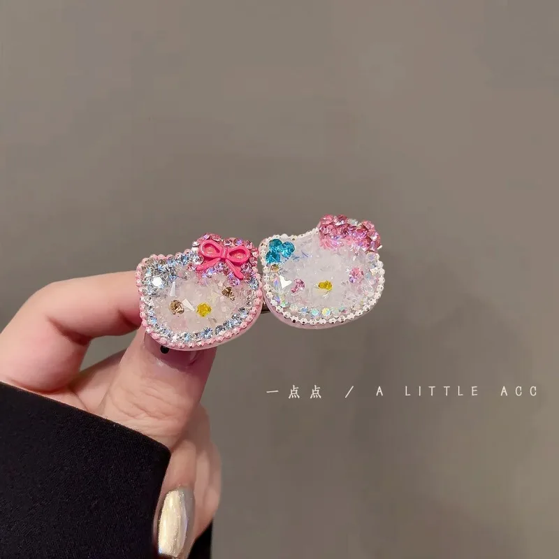 

A Little Full Diamond Hello Kitty Cute Hairpin Female Notch Hair Clip Edge Clip Fashion Girl Duck Billed Clip Wholesale