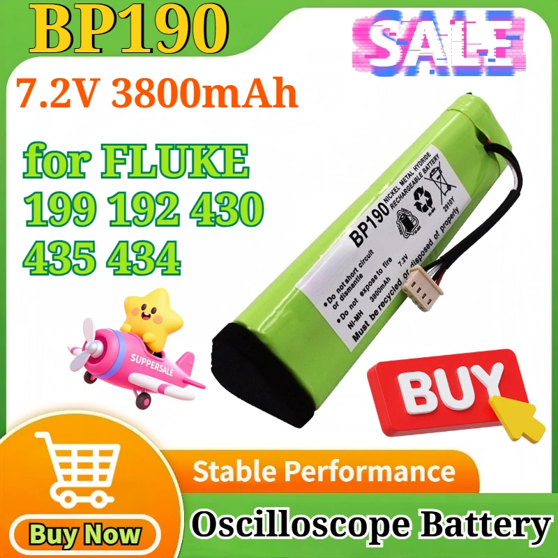 

BP190 7.2V 3800mAh for FLUKE 199 192 430 435 434 Oscillometer Ni-MH Replace Battery Rechargeable Battery Pack Accessories