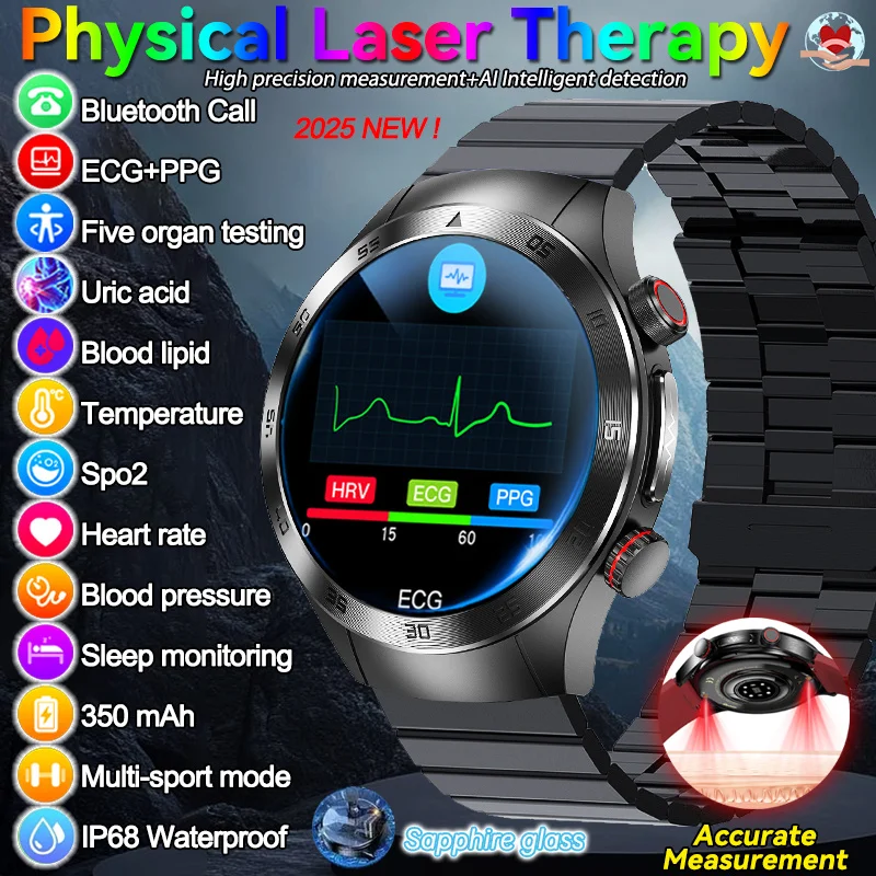 2025 для Huawei Laser Theraphy ЭКГ Мочевая кислота Липид Артериальное давление Температура тела Смарт-часы Мужчины Здоровье BT Вызов Смарт-часы