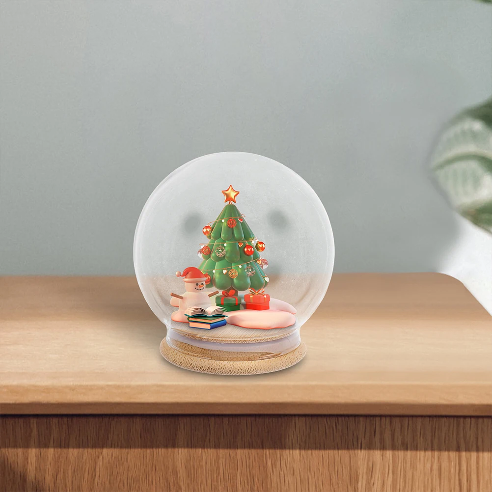 

Elegant 13cm Glass Cloche Wood Base High Transparency Dustproof Seal Preserved Flower Cover Home Decor Clear Glass Cloche