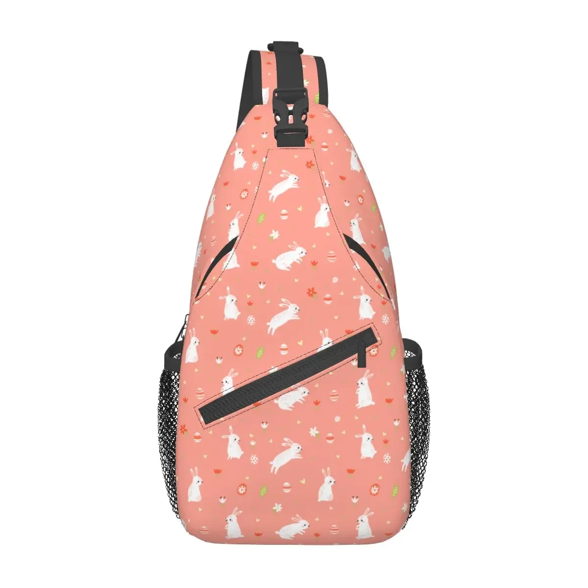 Easter Hares And Flowers Sling Bags Chest Crossbody Shoulder Sling Backpack Outdoor Sports Daypacks Rabbit Men Women School Bags