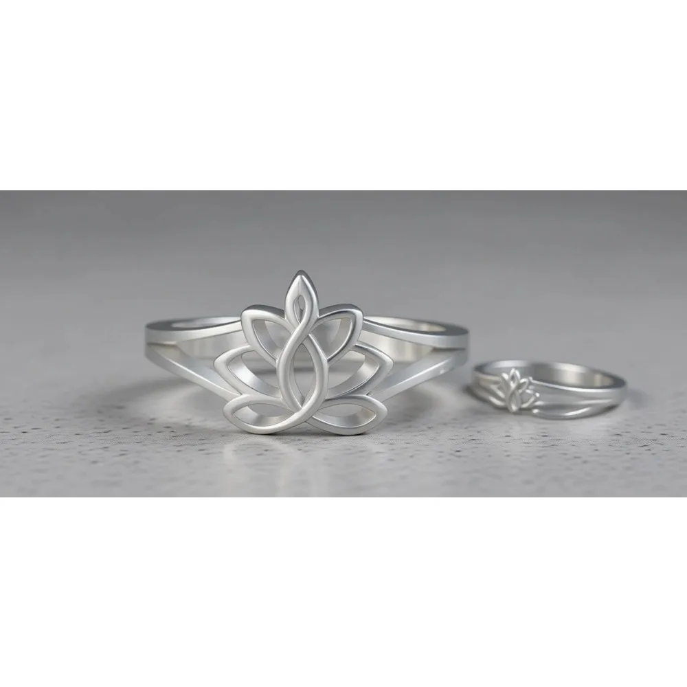 

Серебряное кольцо 925 пробы с цветком лотоса для йоги и свадьбы, высокополированное, устойчивое к потускнению, комфортная посадка