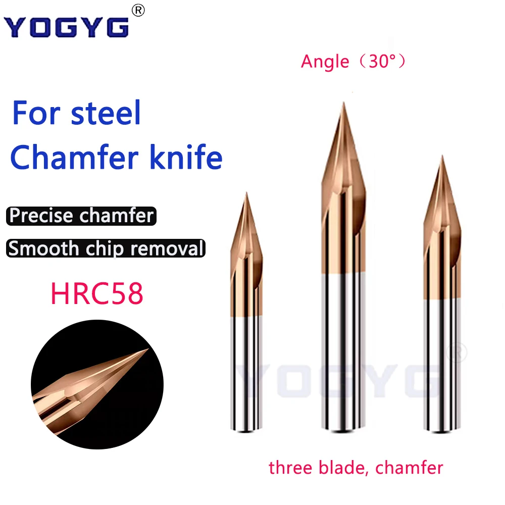 

HRC58 Chamfer knife 30 Degree Carbide Chamfer Milling Cutter 3 4 5 6 8 10 12 14 -20mm two three blades Deburr End Mill Engraving