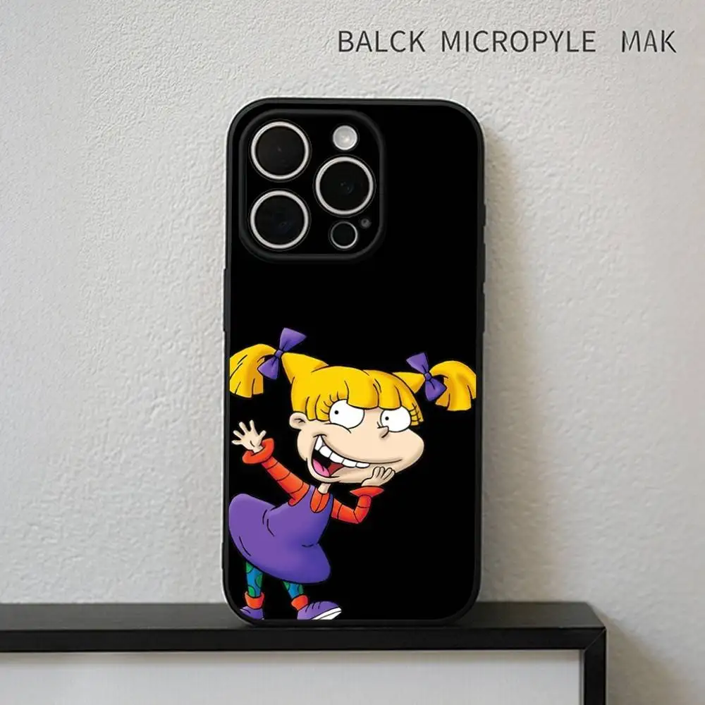 Grappige Cartoon R-Rugrats Telefoonhoesje voor iPhone17,16,15,14,13,12,11 Plus,Pro Max Zachte Zwarte Cover