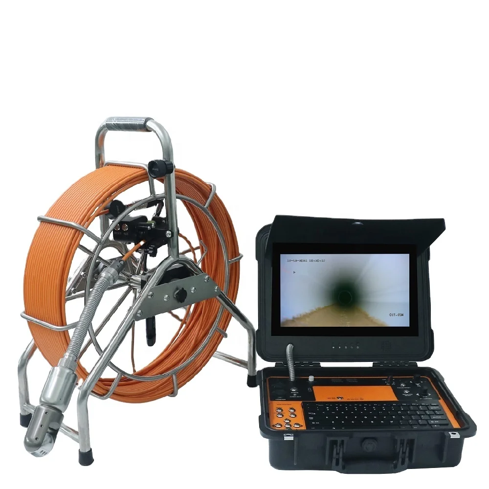 50mm AHD Pan Tilt Drain Camera 13 Inch HD Screen Sewer Pipe Inspection Camera System 60m Pipe Camera