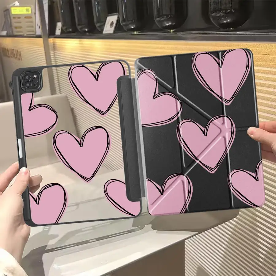 

Creative Love Heart Tablet Case For iPad Air 4 5 M3 M2 1 2 M4 11inch Pro 2025 Pro 11th 10th 9th 8th 7th 12.9inch Mini 6 7 Holder
