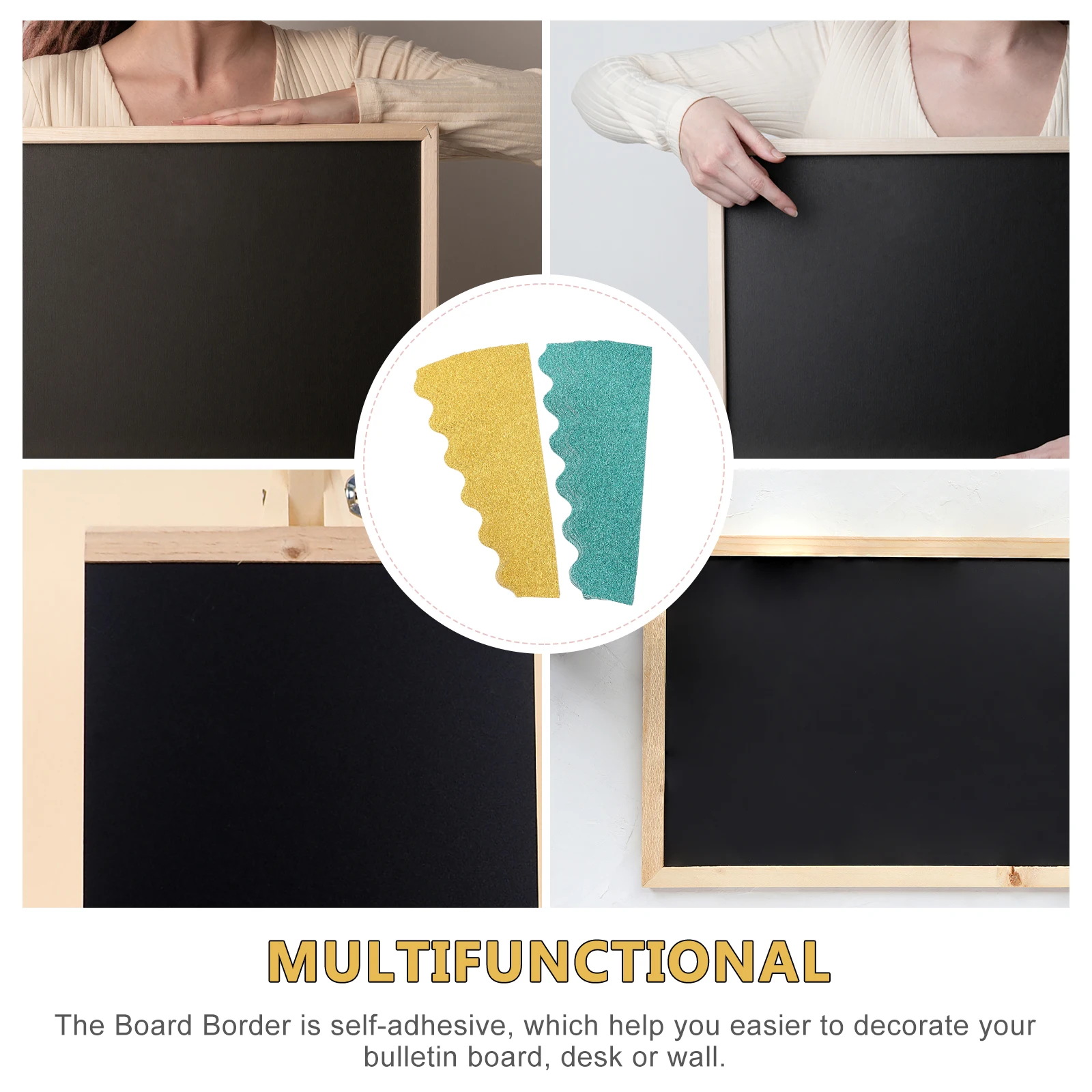 

2Sets Glitter Gold Bulletin Borders Adhesive Classroom Blackboard Border Trim School Decor Bulletin Board Decorations