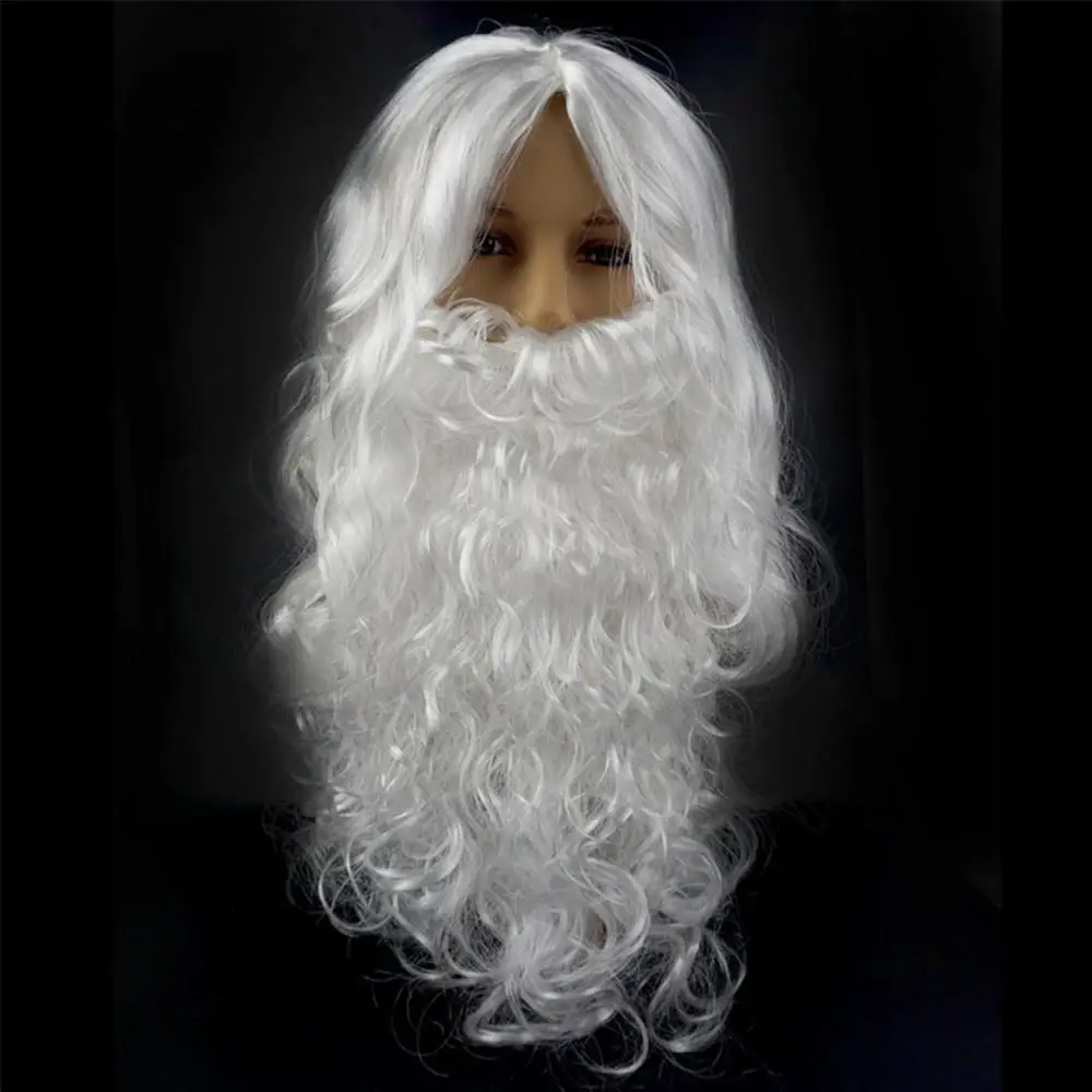 Christmas Halloween Santa Wig & Beard White Beard Wig DIY Decorations Santa Hat Glasses Gloves Cosplay Costume Accessories