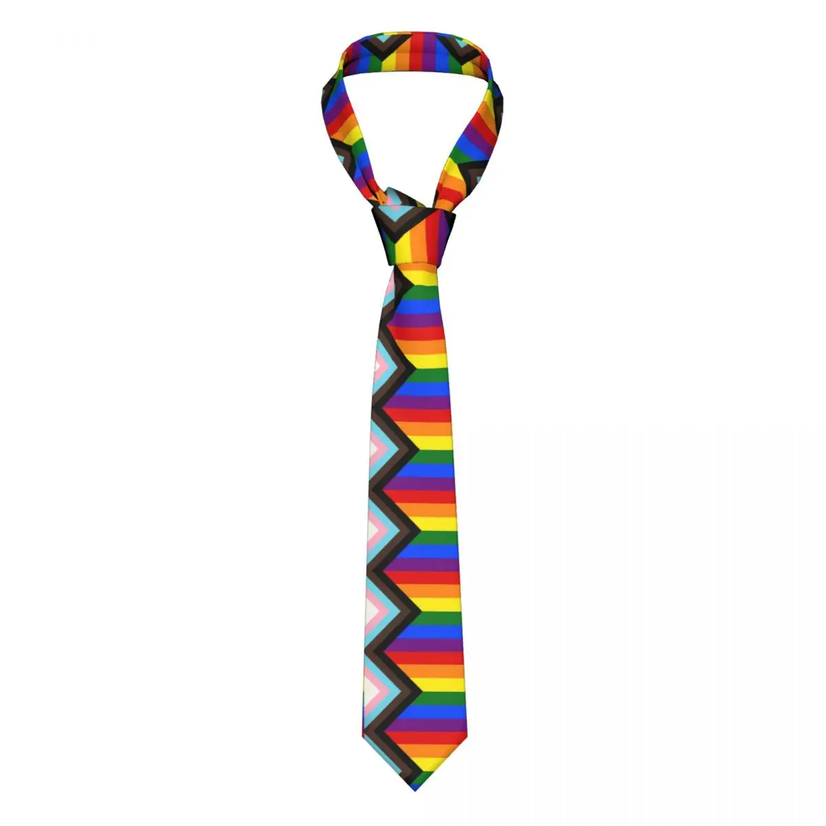 

Custom LGBT Progress Pride Flag Ties Men Fashion Silk Gay Pride Necktie for Party