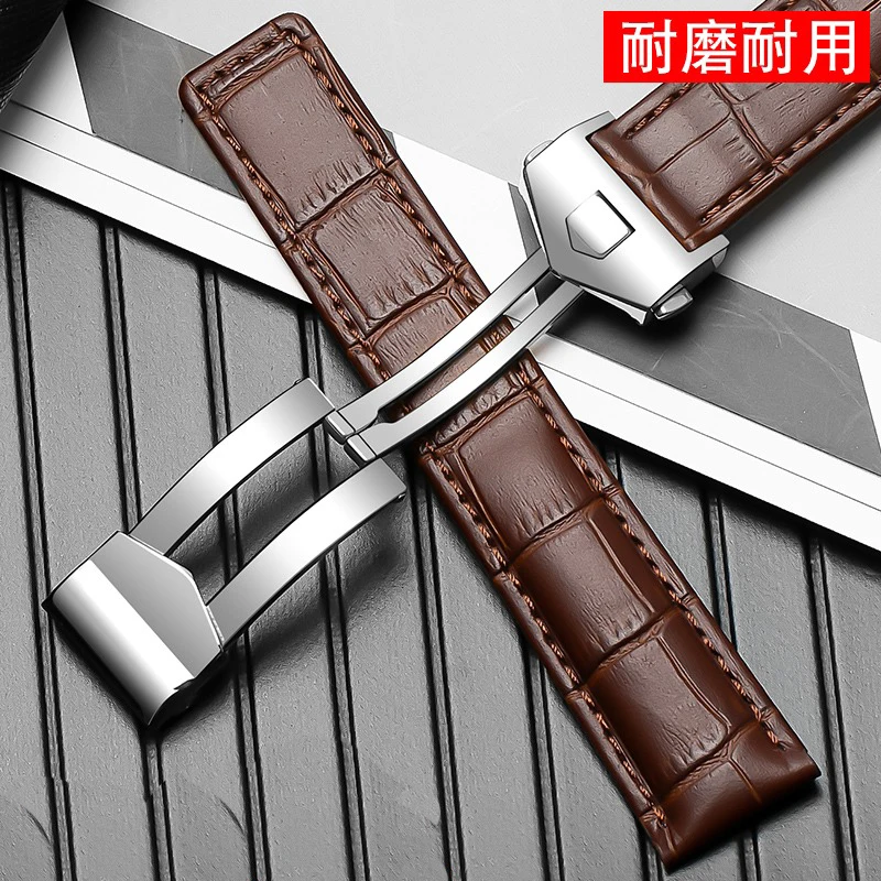 For TAG Heuer Calera  Watchband Blue brown black Genuine Leather Men\'s Watch Strap Accessories Men Women 19mm 20mm 22mm