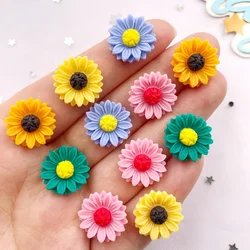 30Pcs Resin Colorful 15mm Sunflower Flatback Flower Stone Gem Scrapbook DIY Wedding Jewelry Ornament Applique Crafts L811 R