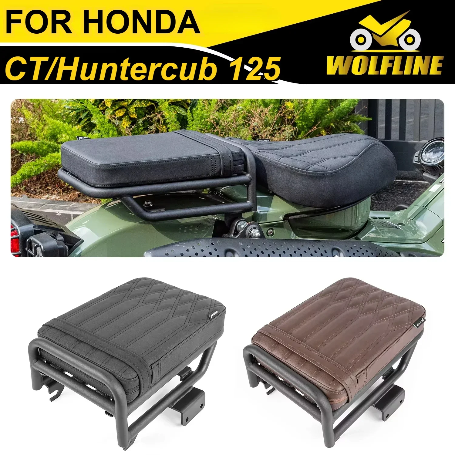 Wolf Line 2 en 1 cojín del asiento trasero del pasajero con portaequipajes para Honda CT125 Huntercub 125 2020-2025 2021 2022 2023 2024