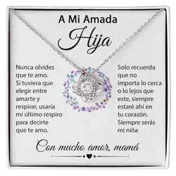 A Mi Amada Hija Love Knot Necklace To My Daughter Necklace Gift From Dad Father Women Love Knot Pendant Necklaces With Box