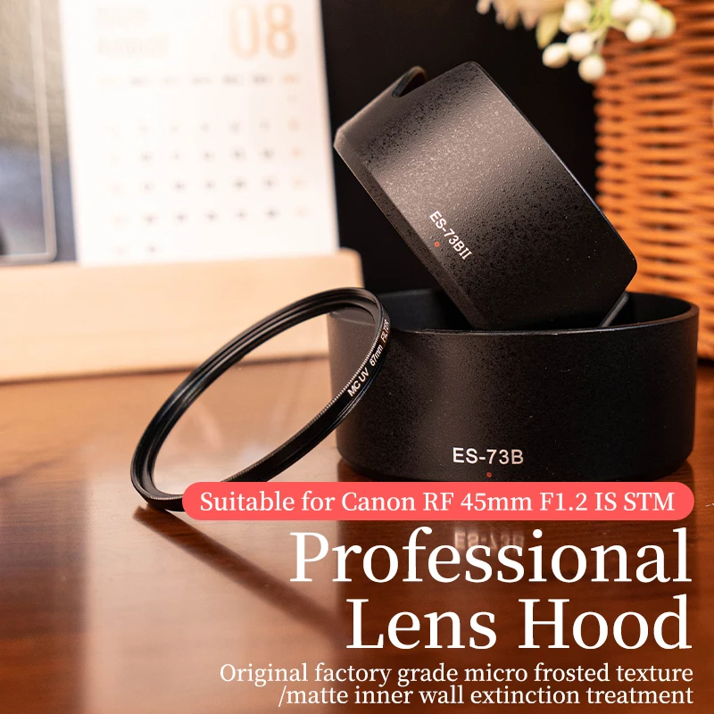 ES-73B II ES-73B Lens Hood for Canon RF 45mm F1.2 IS STM Frosted Matte Anti-reflection Lens Protector Mirrorless Camera Lens