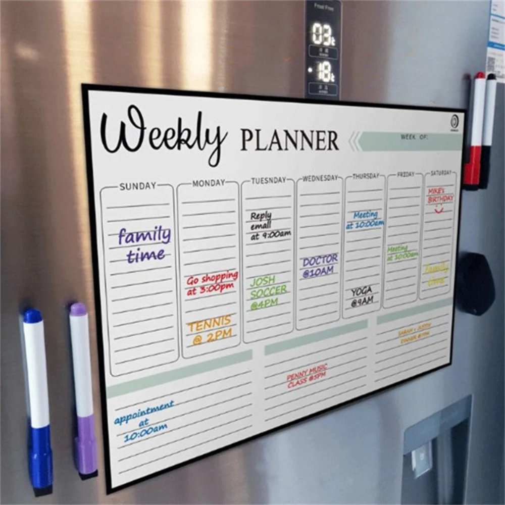 2023 New Magnetic Monthly Weekly Planner Calendar Table Dry Erase Whiteboard Blackboard Fridge Sticker Message Board Menu