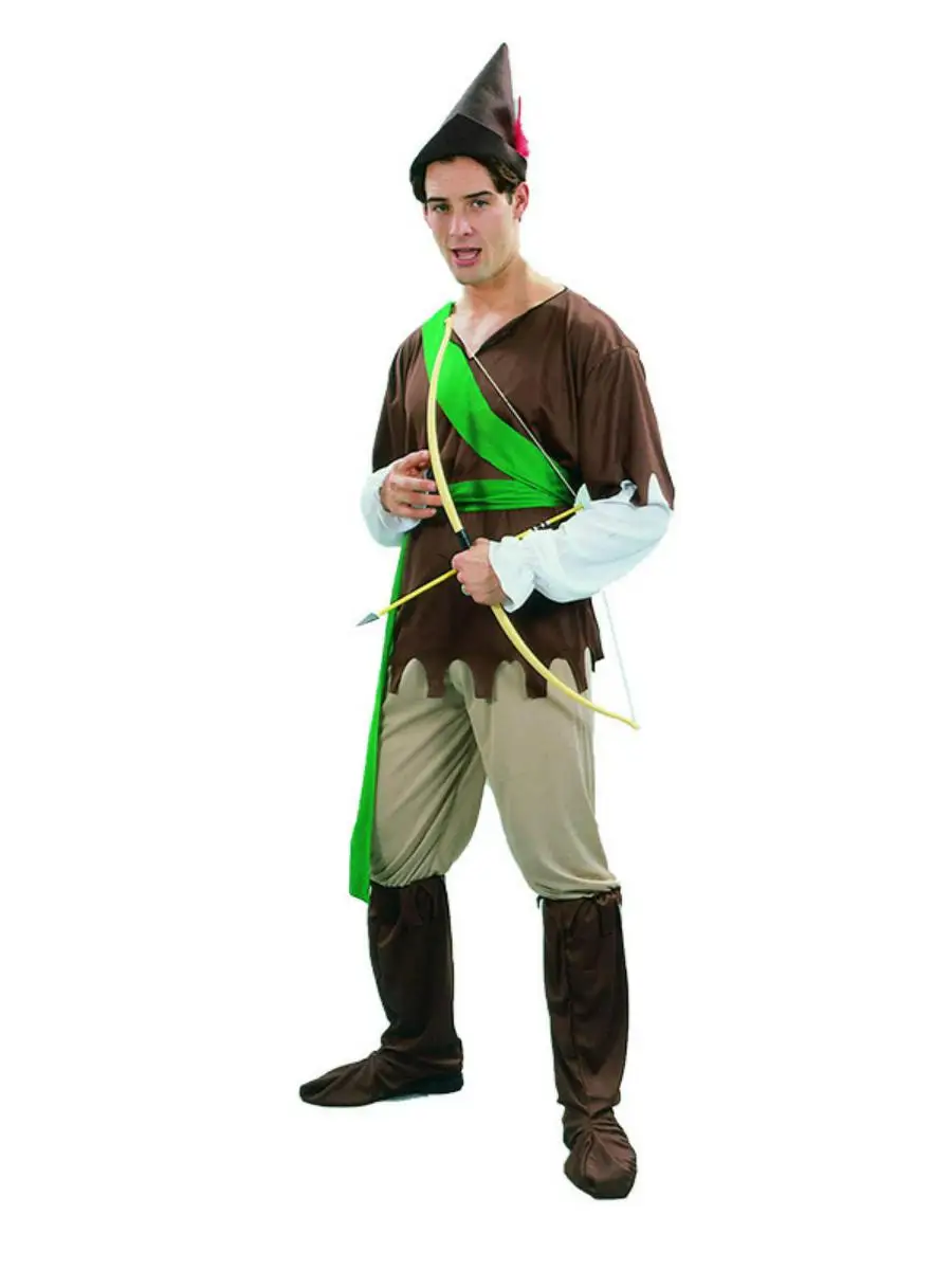 Costume de Robin des Chaperons pour hommes adultes, tenue de mascarade d'halloween Par, matériau en Polyester, menton traditionnel...