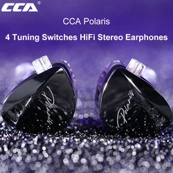 CCA Polaris IEM Earphones Dynamic Dual Driver Wired Earbuds 4 Tuning Switches HiFi Stereo Bass Earphones with Detachable Cable