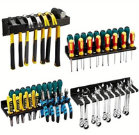 Black Metal Wall Mount Tool Holder Rack, Screwdriver/Pliers/Hammer Organizer for Garage Workshop & Home Tool Storage