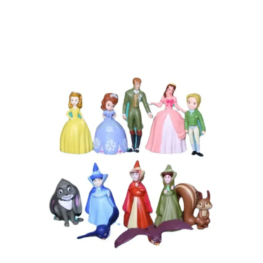 Disney Cute Cartoon Little Princess Sofia Queen A Set of Twelve Styles PVC Garage Kit Models Cake Decorations Dolls Toy Ornament