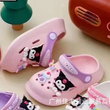 Summer Breathable Soft Sole Sandals Cartoon Kuromi Cute Kids Slippers Anti slip Girls\' Shoes Fashion Comfortable Hole Shoes