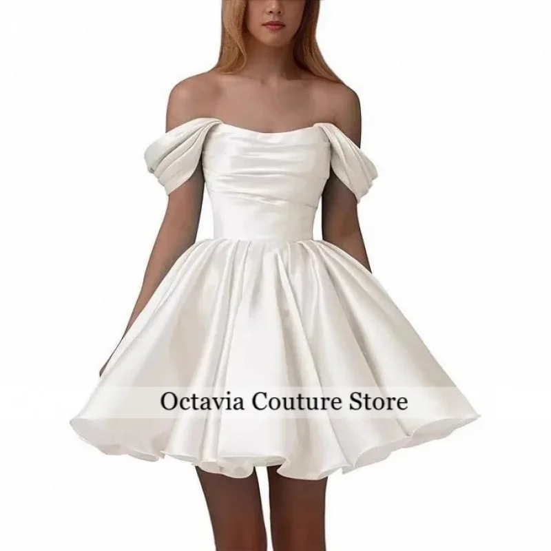 

Cross-Border Satin Short One-Shoulder Dress Birthday Party Celebration Elegant Women's Mid-Waist Wedding Qipao Style Dress