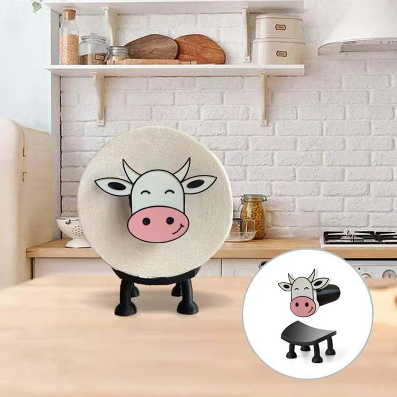 ABBN-Dairy Cow Toiletroll Holder 3D Printed Dairy Cow Tissue Paper Storage Shelf Stackable Funny Toilet Paper Holder House