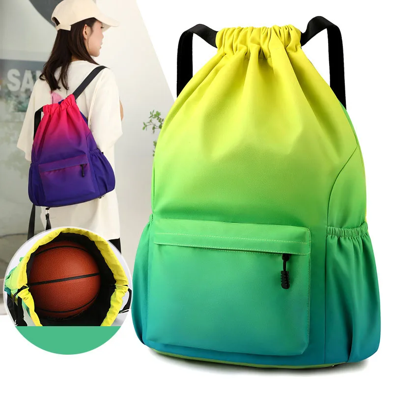 Colorful Large Capacity Outdoor Backpack Basketball Travel Drawstring Waterproof Bag Men Women Sports Gym Cycling Swimming Pack