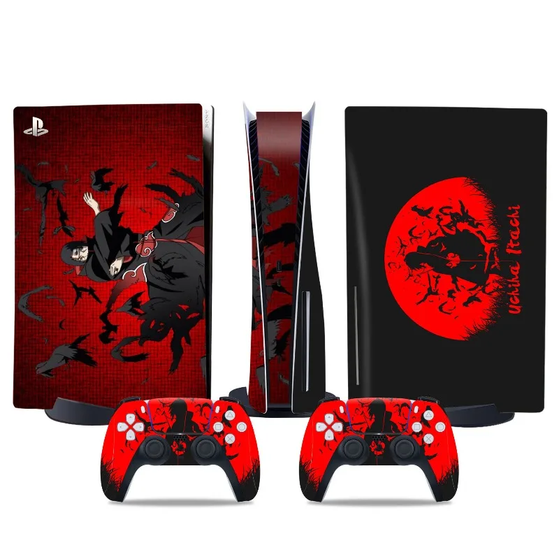غطاء ملصق جلدي رقمي جديد من Naruto PS5 لوحدة التحكم PlayStation 5 ووحدة التحكم ملصق حماية مضاد للماء من Itachi